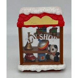 Vintage 1983 Enesco Toy Shop Christmas Figurine Snow Roof Miniature Display